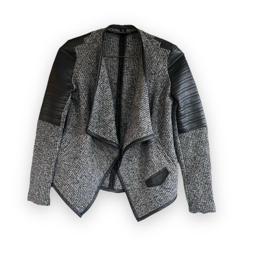 Generation Love Faux Leather Black and Gray Jacket/Cardigan Medium